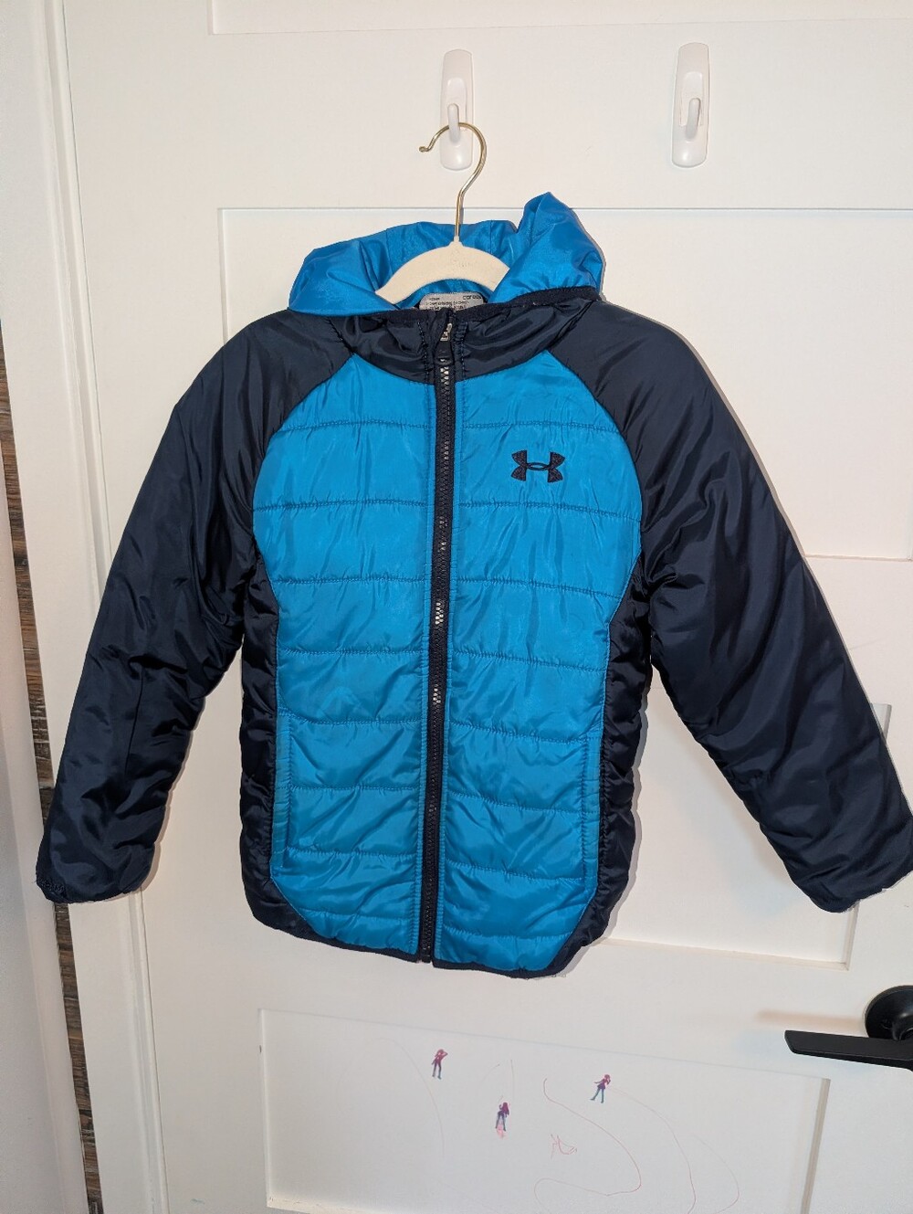 Under Armour Kids Blue and Black Puffer Jacket with Hood